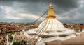 Boudha, Bodhnath or Boudhanath stupa with prayer flags, the biggest Buddhist stupa in Kathmandu, Nepal Royalty Free Stock Photo