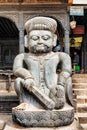 Carved in stone guard at Dattatraya temple Bhaktapur Nepal