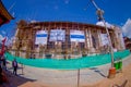 KATHMANDU, NEPAL OCTOBER 15, 2017: Beautiful view of the Gaddi Baithak building in reconstruction after the earthquake