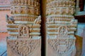 KATHMANDU, NEPAL OCTOBER 15, 2017: Close up of carved detail in collumns, Shiva on old Royal Palace in Kathmandu, Durbar