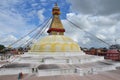 Kathmandu, Nepal, October, 26, 2012. People walking near the largest Buddhist stupa is Boudhanath ( Bodnath) Royalty Free Stock Photo