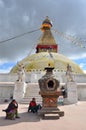 Kathmandu, Nepal, October, 26, 2012. People walking near the largest Buddhist stupa is Boudhanath ( Bodnath) Royalty Free Stock Photo