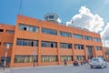 Kathmandu, Nepal - October 25th, 2016: Big building of Tribhuvan International Airport in a beautiful blue sky in