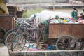 KATHMANDU, NEPAL - Pile of domestic garbage at landfills. Royalty Free Stock Photo