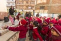 KATHMANDU, NEPAL - pupils during dance lesson in primary school Royalty Free Stock Photo
