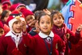 KATHMANDU, NEPAL - pupils during dance lesson in primary school Royalty Free Stock Photo