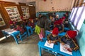 KATHMANDU, NEPAL - pupils in English class at primary school. Royalty Free Stock Photo