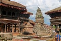 Kathmandu, Nepal - September 22, 2016: Ancient buildings in Durbar Square on a sunny day in Bhaktapur, Nepal Royalty Free Stock Photo