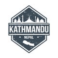 Kathmandu Nepal Travel Stamp Icon Skyline City Design Tourism.