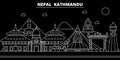 Kathmandu silhouette skyline. Nepal - Kathmandu vector city, nepalese linear architecture, buildings. Kathmandu travel Royalty Free Stock Photo