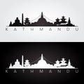 Kathmandu skyline and landmarks silhouette Royalty Free Stock Photo