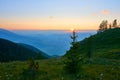 Katon-Karagay National Park, Mountains and Valley vie. Foggy day. Kazakhstan. Royalty Free Stock Photo