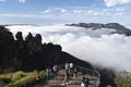 People at Echo Point take photos of Three Sisters