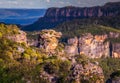 Katoomba, New South Wales, Australia. A view from the Boar`s Head Lookout into the Jamison Valley. The blue mountains, Australia Royalty Free Stock Photo