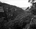 Three Sisters Blue Mountains Katoomba New South Wales Australia in monochrome Royalty Free Stock Photo