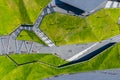 Katowice city center architecture. Aerial view of green grass terraces. Upper Silesia, Poland