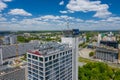 KATOWICE, POLAND - JUNE 01, 2020: Aerial view of Courtyard by Marriott bussiness hotel in Altus building in Katowice, Upper