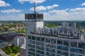 KATOWICE, POLAND - JUNE 01, 2020: Aerial view of Courtyard by Marriott bussiness hotel in Altus building in Katowice, Upper