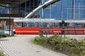 KATOWICE, POLAND - MAY 05, 2018: Old Konstal 105Na tram passing Royalty Free Stock Photo