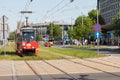 KATOWICE, POLAND - MAY 05, 2018: Old Konstal 105Na tram passing Royalty Free Stock Photo