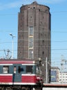 KATOWICE,SILESIA,POLAND-Historic water tower and train Royalty Free Stock Photo
