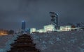 Katowice, Silesia, Poland - January 20th 2023: Night view on Silesian Museum.