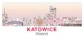 Katowice skyline in bright color palette vector poster