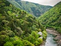 The Katsura River and cherry blossoms in Arashiyama, Kyoto, Japan