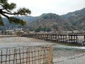Katsura river and togetsukyo bridge with background arashiyama forest