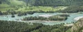 Katun river in Altai mountains, banner. Summer greens. Travel and vacation Royalty Free Stock Photo