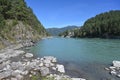 Katun River meanders among the Altai Mountains, Russia Royalty Free Stock Photo