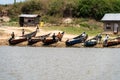 Fishermen with their boats on the shores of the Kazinga Channel