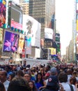 Katy Perry in Times Square, People Queue in a Long Line, NYC, USA Royalty Free Stock Photo