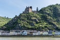 The Katz Castle ( or Burg Katz) situated on a ledge of rock overlooking the river Rhine, in Germany