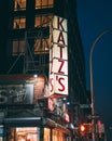 Katzs Delicatessen at night, in the Lower East Side, Manhattan, New York City