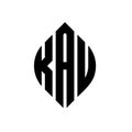 KAU circle letter logo design with circle and ellipse shape. KAU ellipse letters with typographic style. The three initials form a