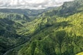 Kauai green mountain aerial view jurassic park movie set