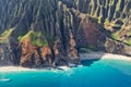 Kauai napali coast aerial view Royalty Free Stock Photo