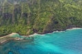 Kauai napali coast aerial view Royalty Free Stock Photo