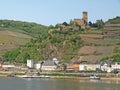 View of Castle or Burg Gutenfels and the town of Kaub, Rhine Valley, Germany Royalty Free Stock Photo