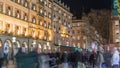 Kaufingerstrasse, shopping street and pedestrian zone in Munich downtown near the Marienplatz night timelapse. Bavaria Royalty Free Stock Photo