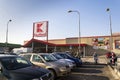 Kaufland logo on hypermarket from German chain, part of Schwartz Gruppe on January 21, 2017 in Prague, Czech republic.