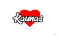 kaunas city design typography with red heart icon logo