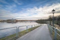 Kaunas city, spring flood. Flooded city infrastructure, parks, footpaths. Long exposure photography nd1000 filter. 10 stop filter, Royalty Free Stock Photo