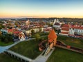 Kaunas, Lithuania: aerial top view of old town and castle