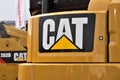 Caterpillar heavy duty equipment vehicle and logo Royalty Free Stock Photo