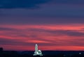 Kaunas our Lord Jesus Christs Resurrection Basilica. With a sunset in horizon. It is the largest basilical church in the Baltic