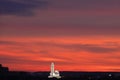 Kaunas our Lord Jesus Christs Resurrection Basilica. With a sunset in horizon. It is the largest basilical church in the Baltic