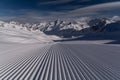 Close up of ski slope in ski resort in the Alps, Austria