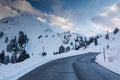 Road in the mountains, in winter time. Kaunertal, Tyrol, Austria, Europe. The Alps